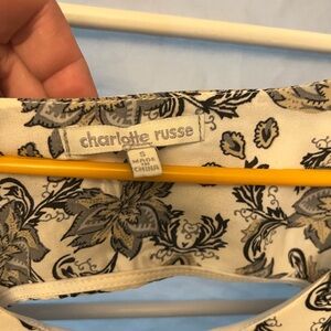 Charlotte Russe Black and Cream Floral Long Sleeve Dress